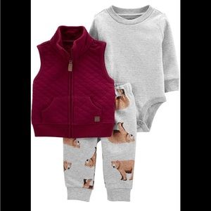 Carter’s Baby Boy 3-Piece Plaid Patch Little Vest Set | 12M